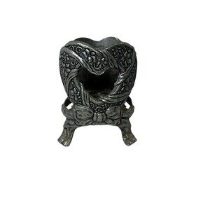 Vintage 1996 Carson Pewter Heart Design Large Jar Candle Holder- Fast Shipping